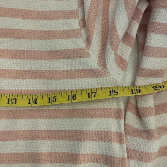 Jones New York pink and White Striped Knit Pullover Hoodie Kangaroo Pocket S - Picture 6 of 9